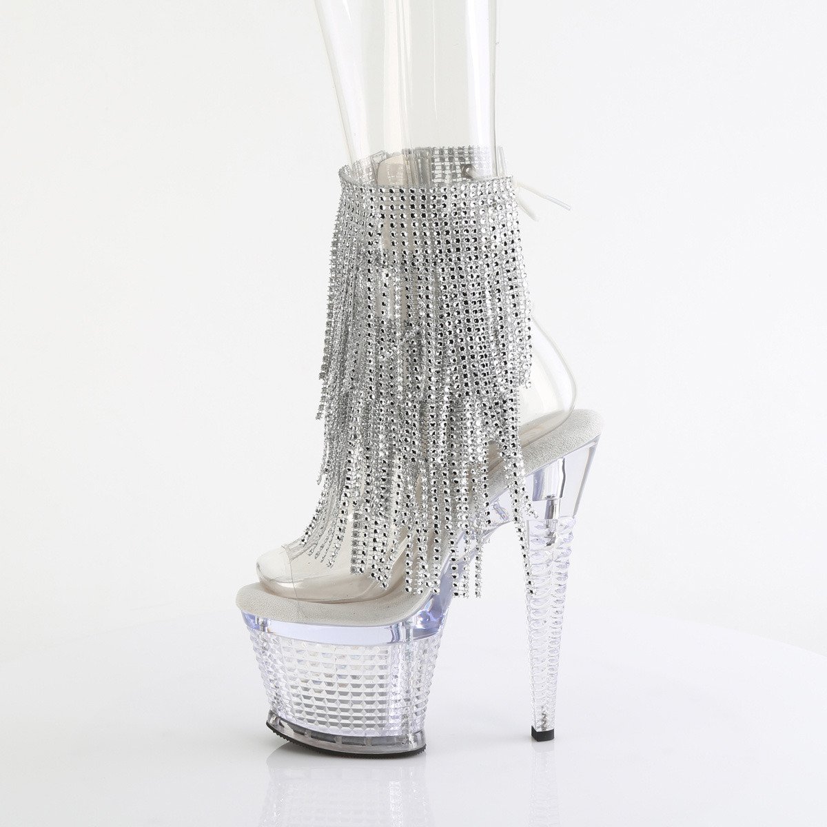 Pleaser Spectator-1017RSF C-S/C - Clear High-Platform Ankle Strap Heels