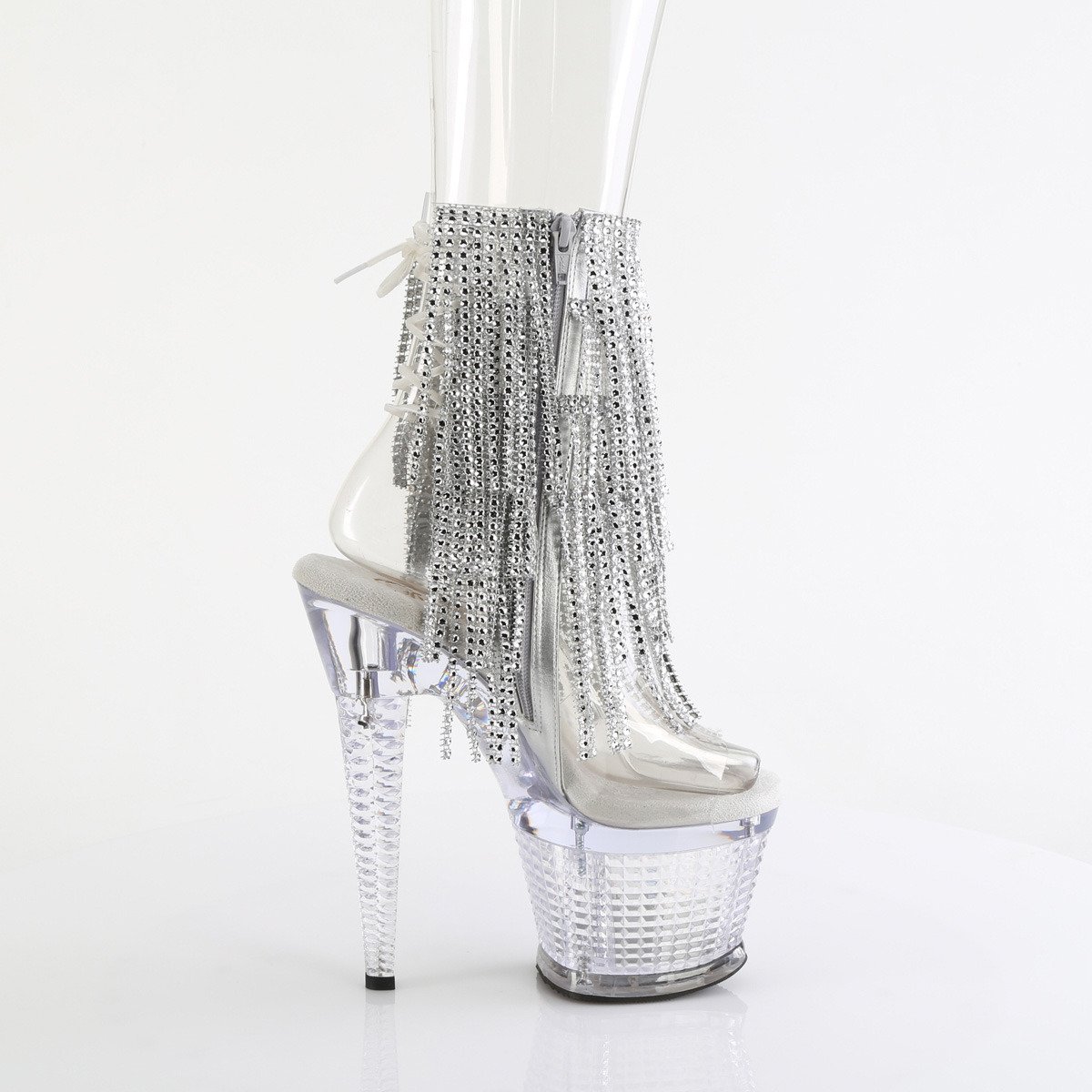 Pleaser Spectator-1017RSF C-S/C - Clear High-Platform Ankle Strap Heels