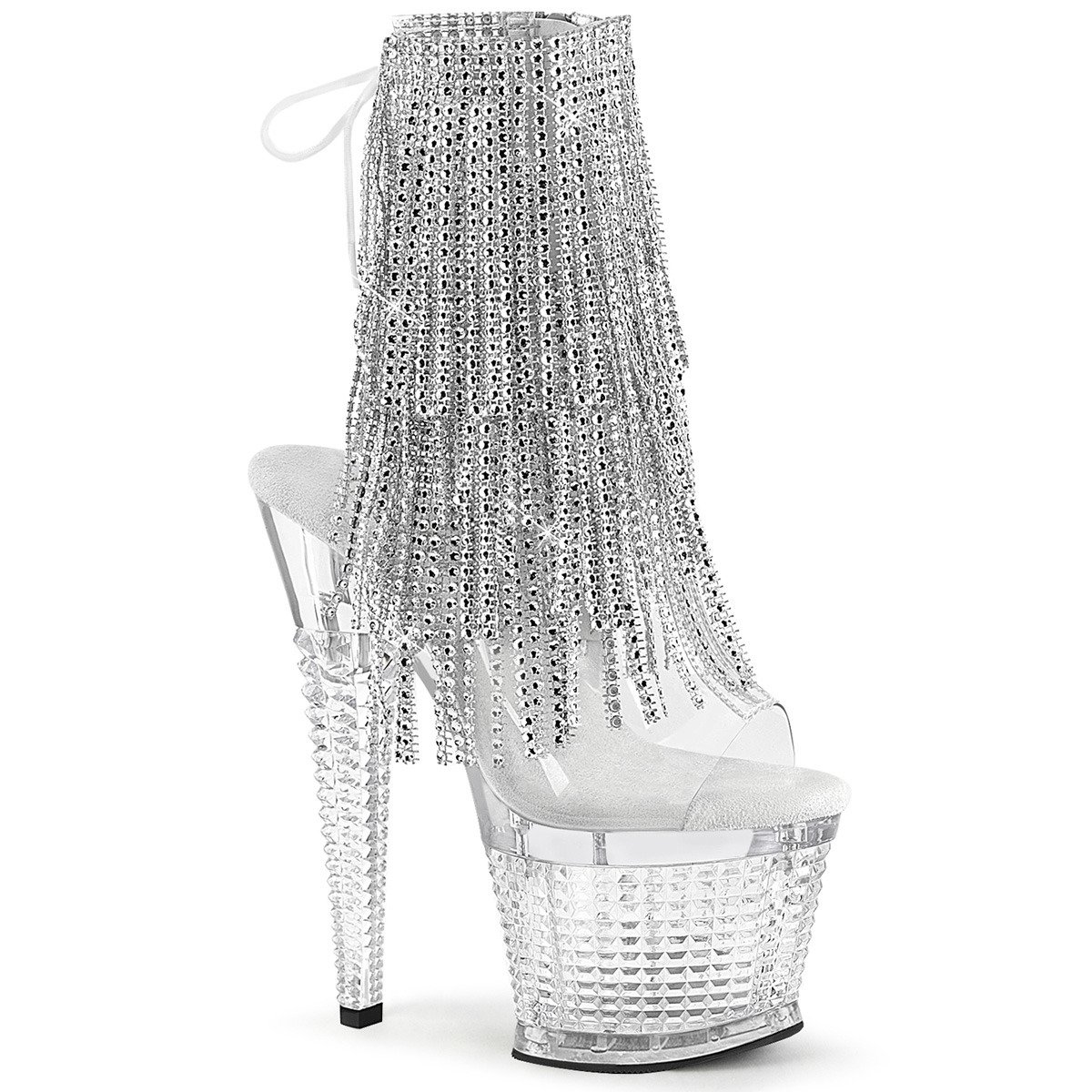 Pleaser Spectator-1017RSF C-S/C - Clear High-Platform Ankle Strap Heels