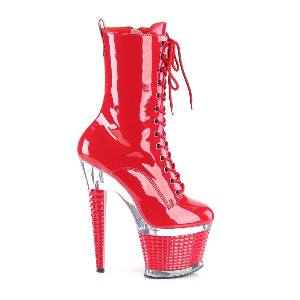 Pleaser Spectator-1040 R/C-R - Shiny Red High-Platform Ankle Boots