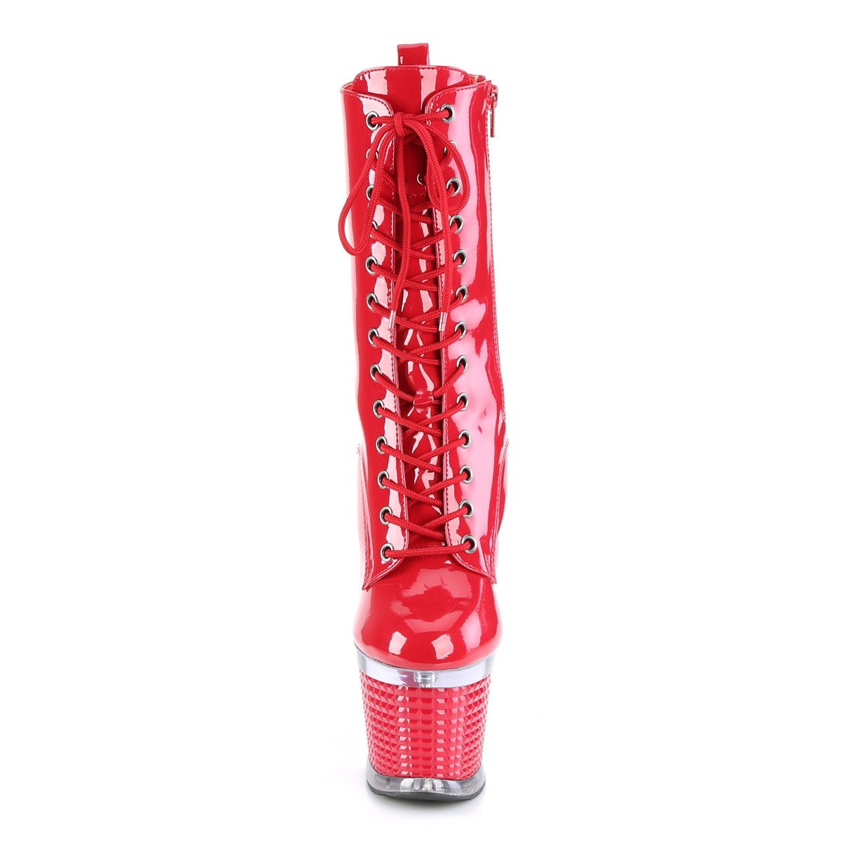 Pleaser Spectator-1040 R/C-R - Shiny Red High-Platform Ankle Boots