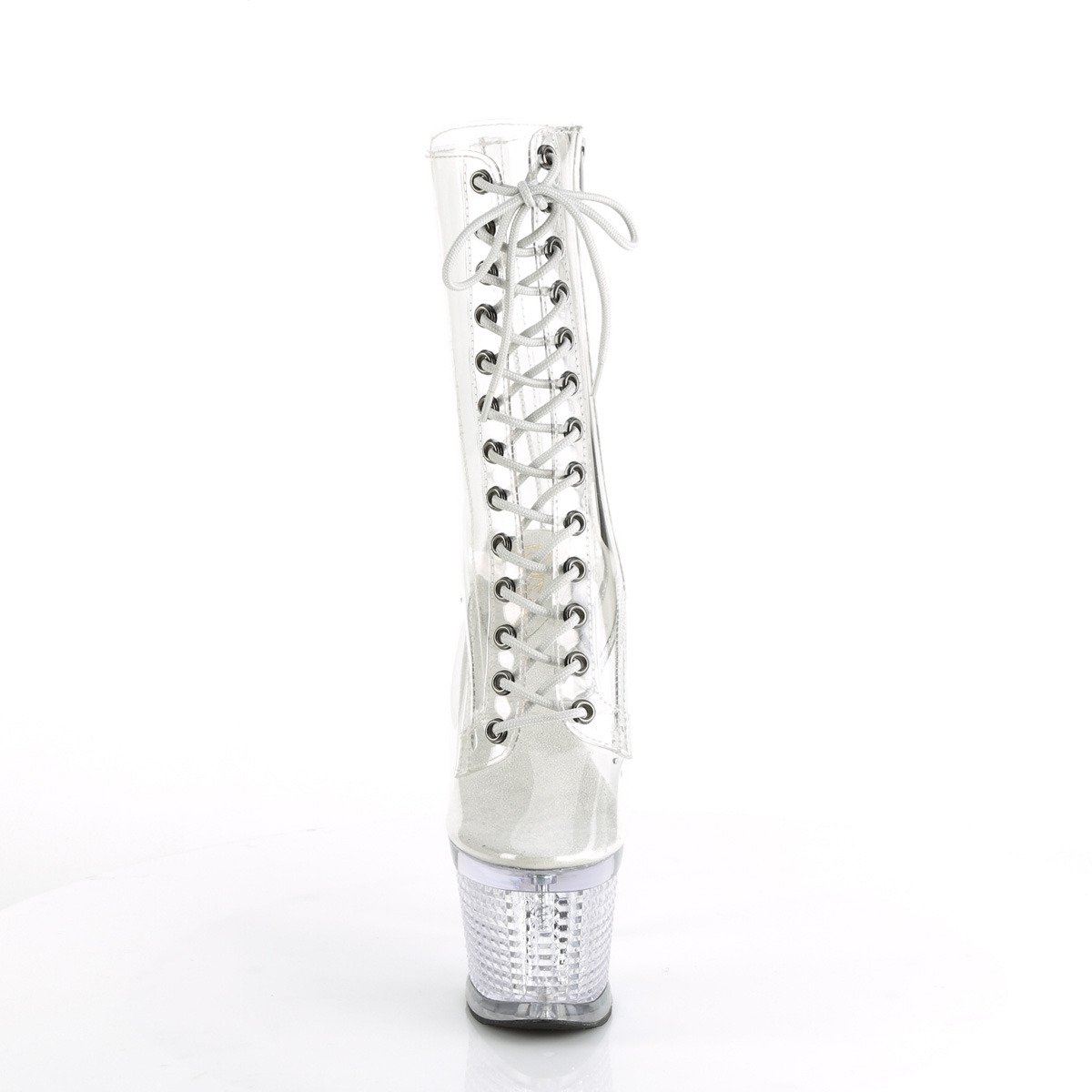 Pleaser Spectator-1040C C/M - Clear High-Platform Ankle Boots