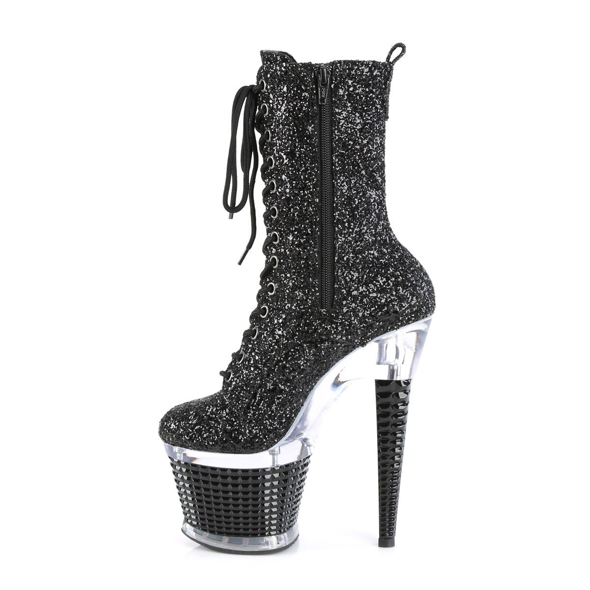 Pleaser Spectator-1040G BG/C-B - Black High-Platform Ankle Boots