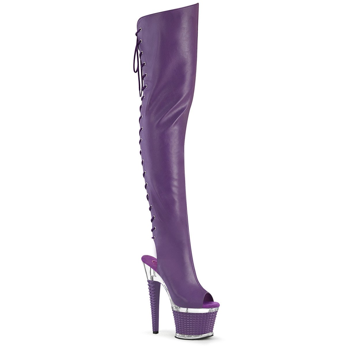 Pleaser Spectator-3030 PPPU/C-PP - Violet High-Platform Peep Toe Boots