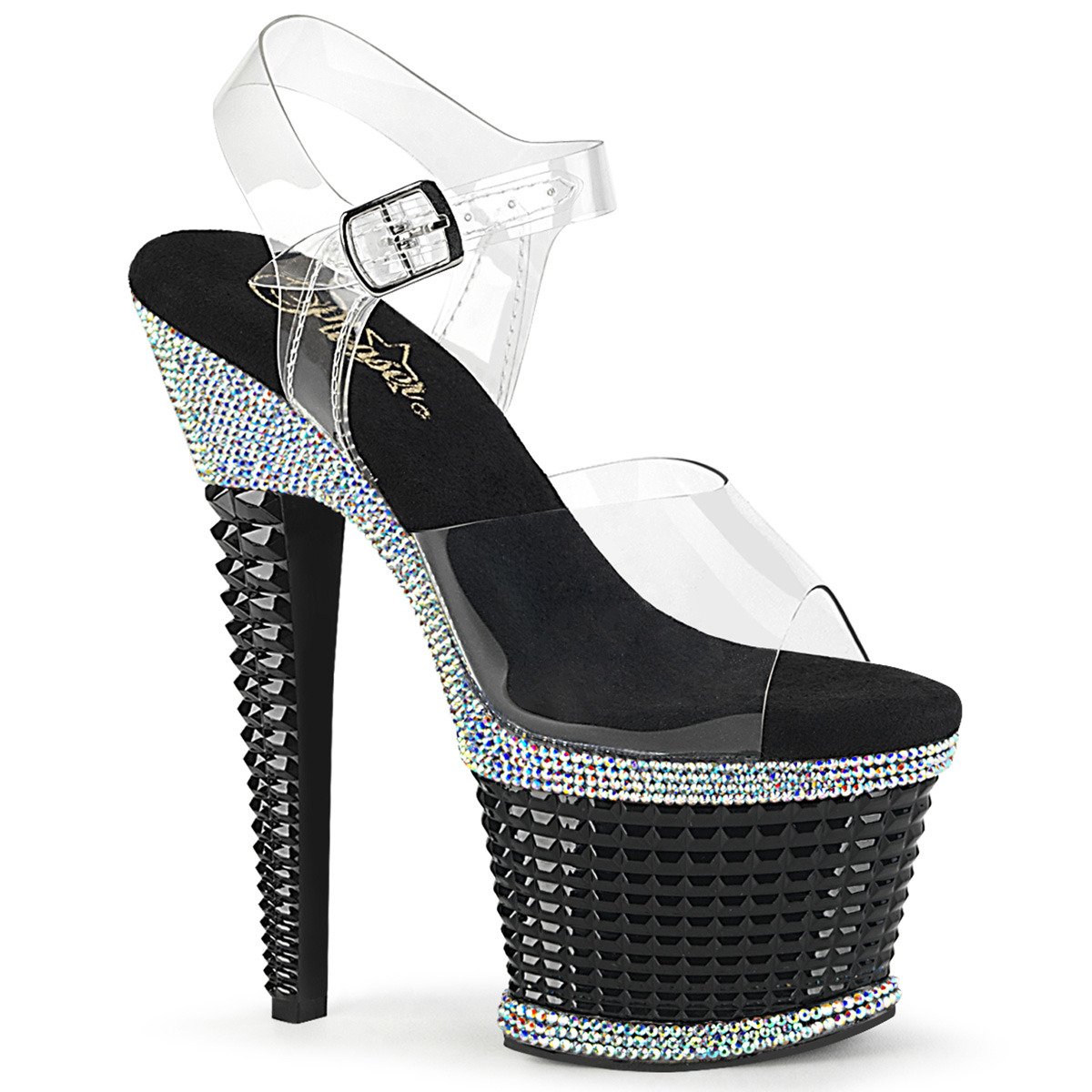 Pleaser Spectator-708RS C/BRS - Clear High-Platform Sandals