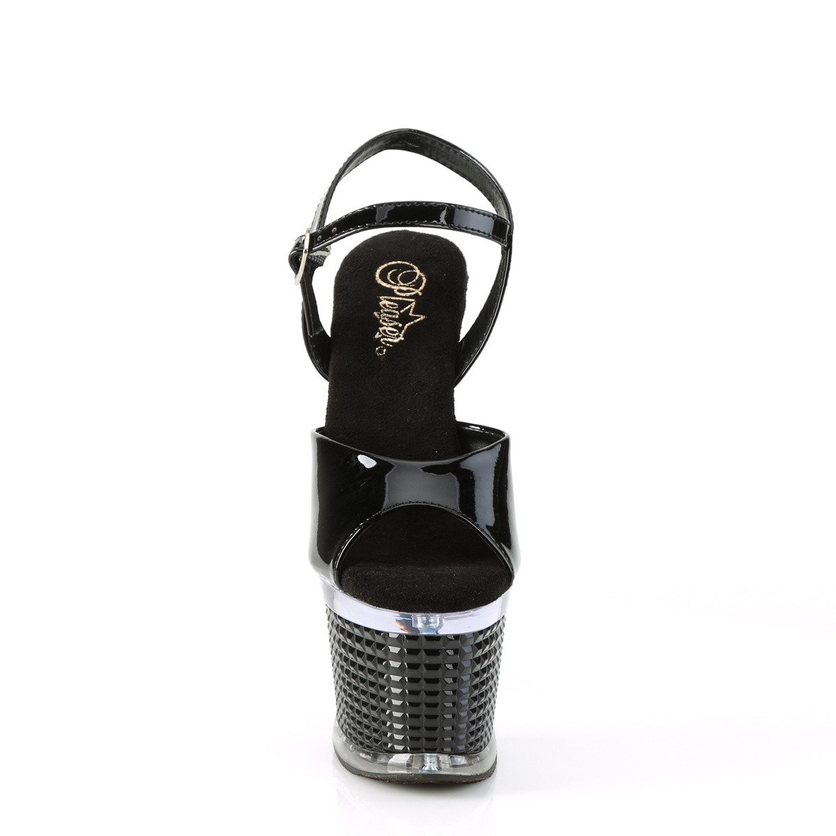 Pleaser Spectator-709 B/C-B - Shiny Black High-Platform Sandals