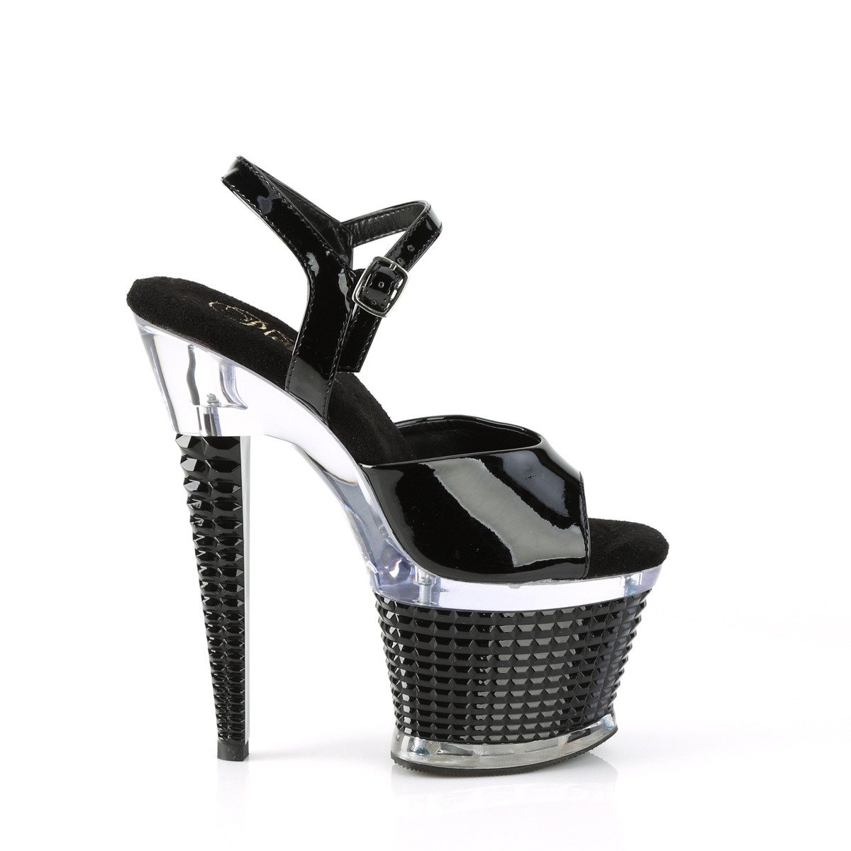 Pleaser Spectator-709 B/C-B - Shiny Black High-Platform Sandals