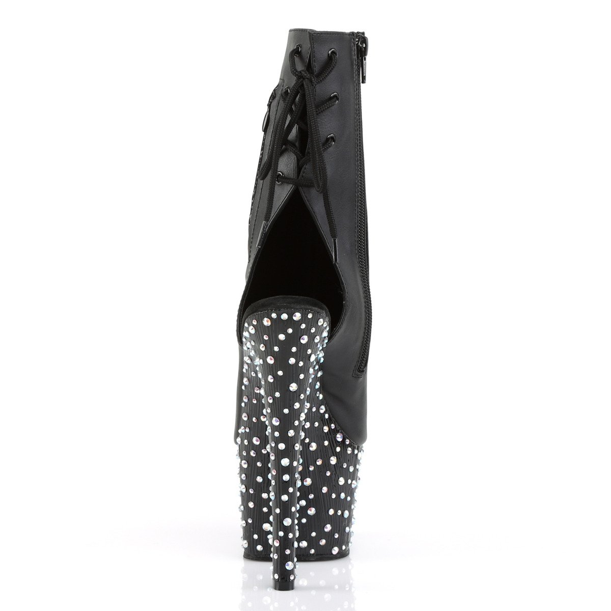Pleaser Stardance-1018-7 BPU/M - Black High-Platform Peep Toe Boots