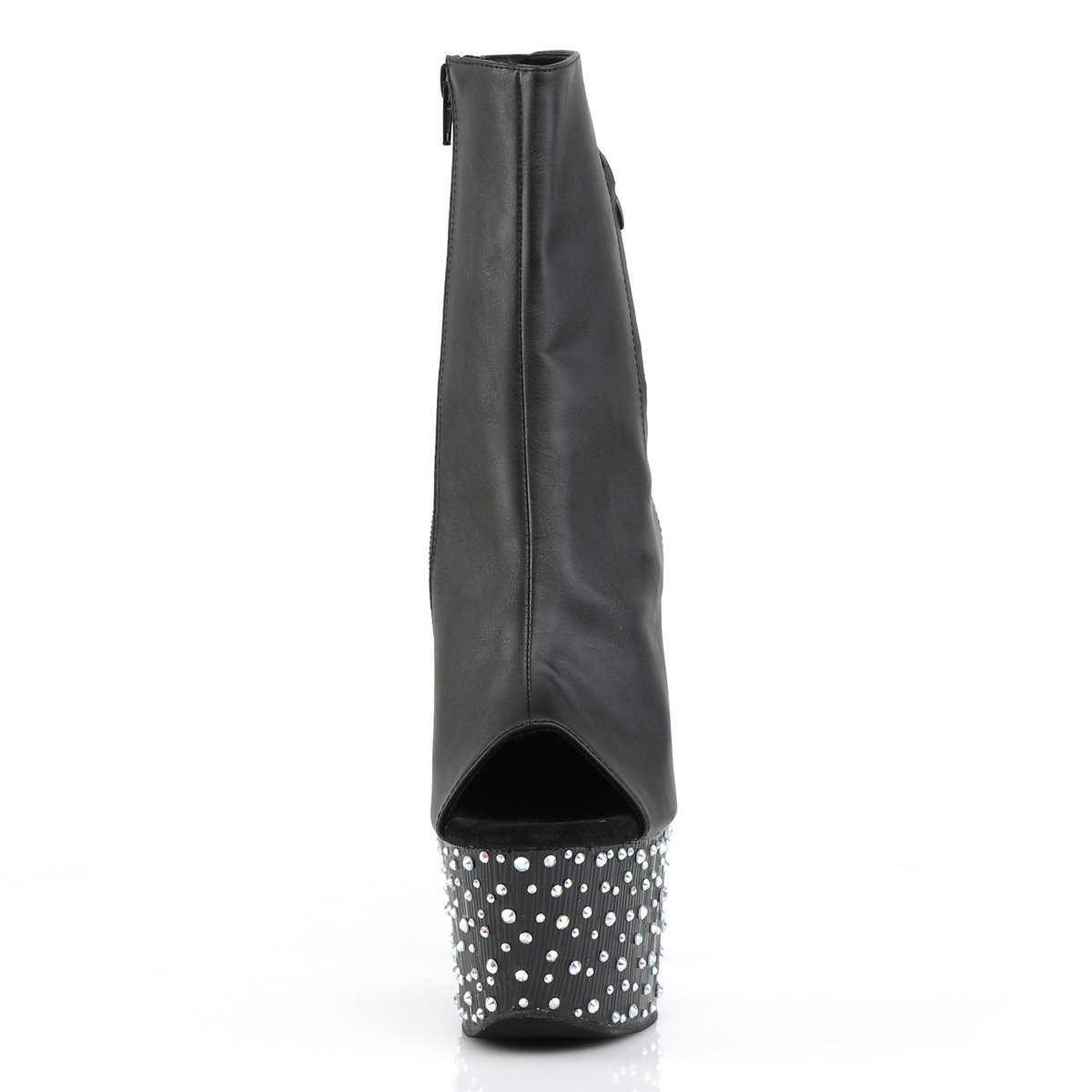 Pleaser Stardance-1018-7 BPU/M - Black High-Platform Peep Toe Boots