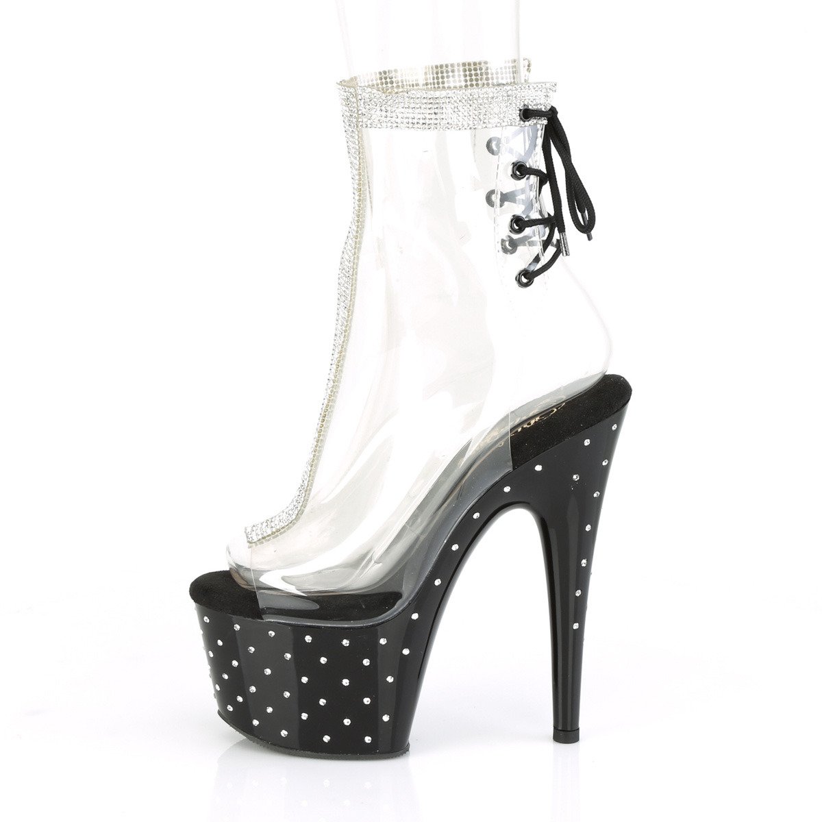 Pleaser Stardust-1018C-2RS C/B - Clear High-Platform Peep Toe Boots