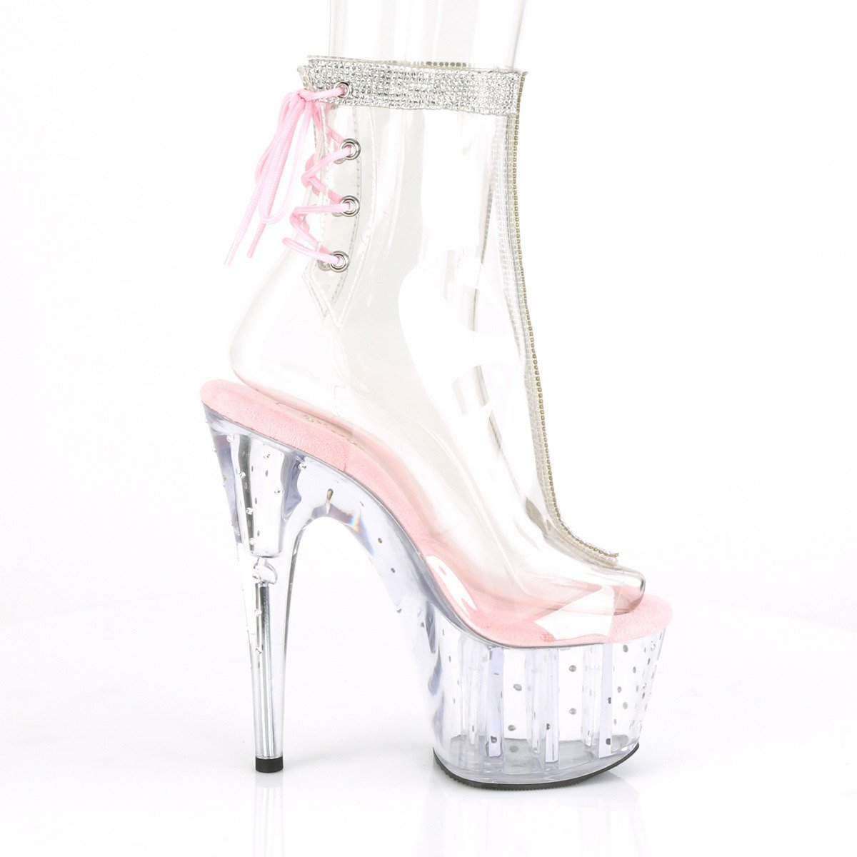 Pleaser Stardust-1018C-2RS CBP/C - Clear High-Platform Peep Toe Boots