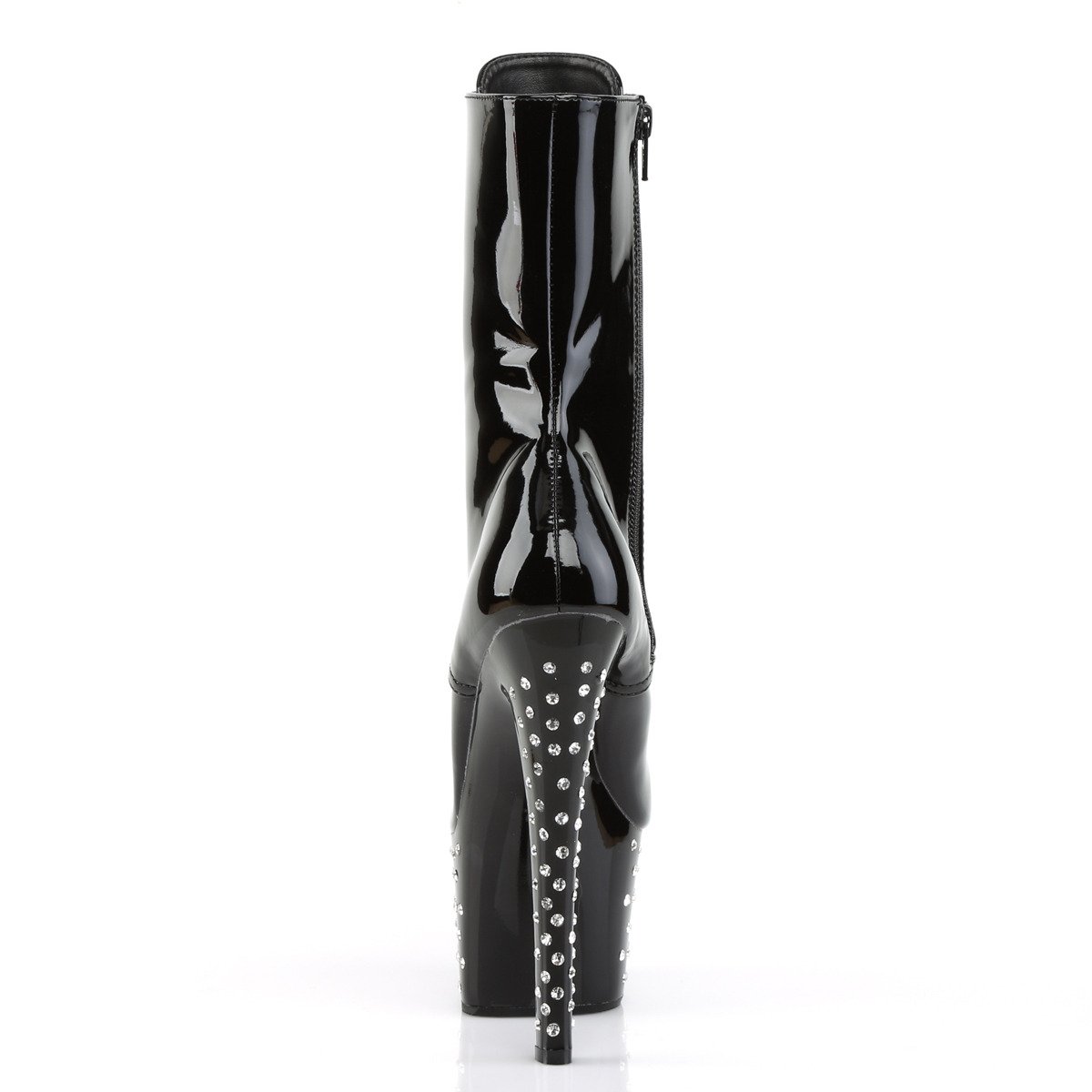 Pleaser Stardust-1020-7 B/M - Shiny Black High-Platform Ankle Boots