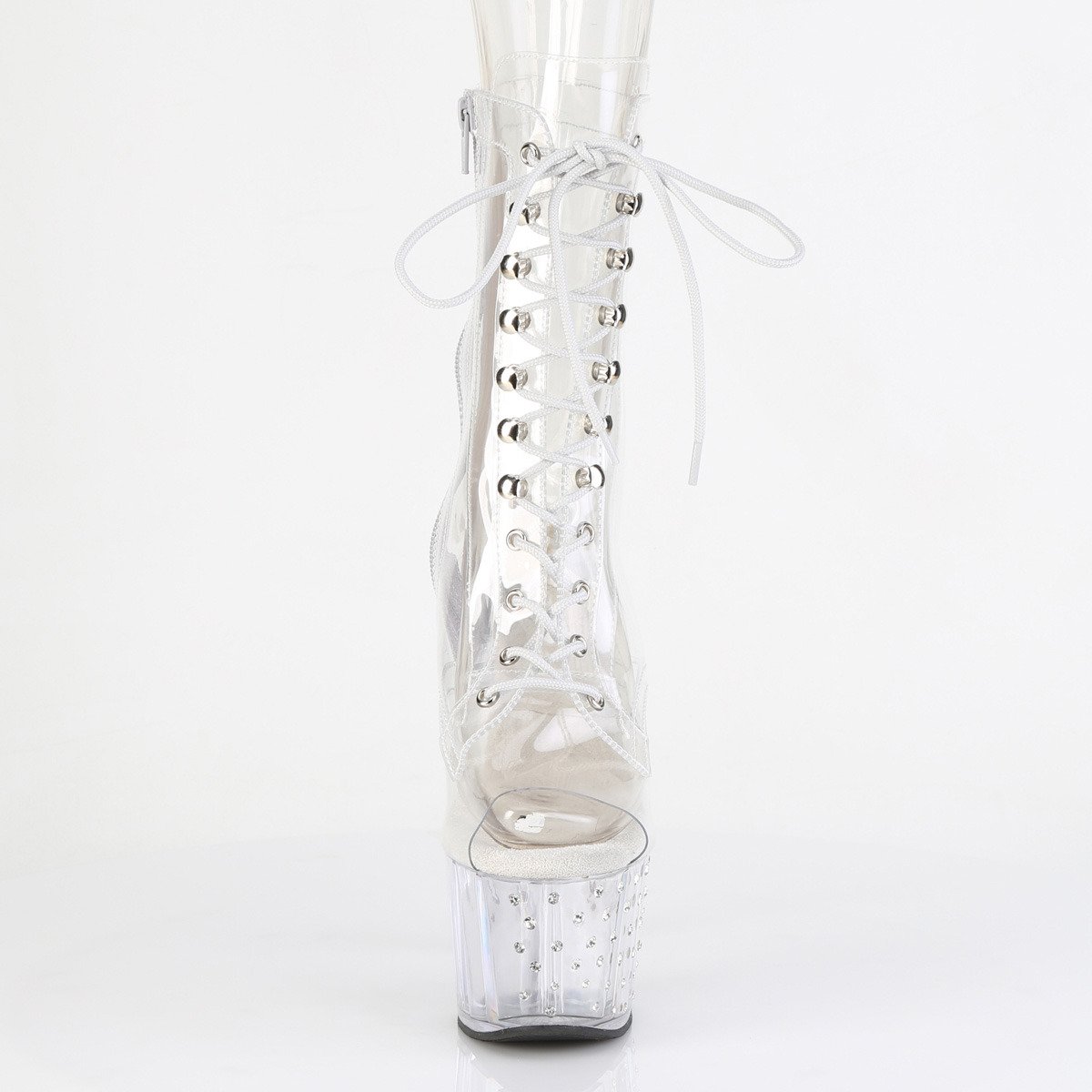 Pleaser Stardust-1021C-7 C/M - Clear High-Platform Peep Toe Boots