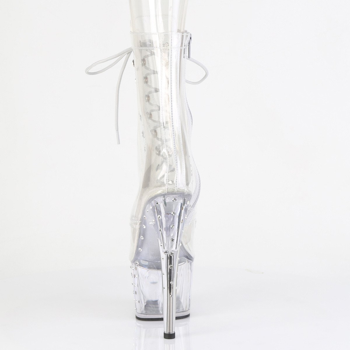 Pleaser Stardust-1021C-7 C/M - Clear High-Platform Peep Toe Boots
