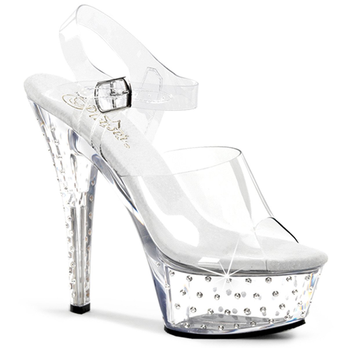 Pleaser Stardust-608 C/M - Clear Platform High-Heel Sandals