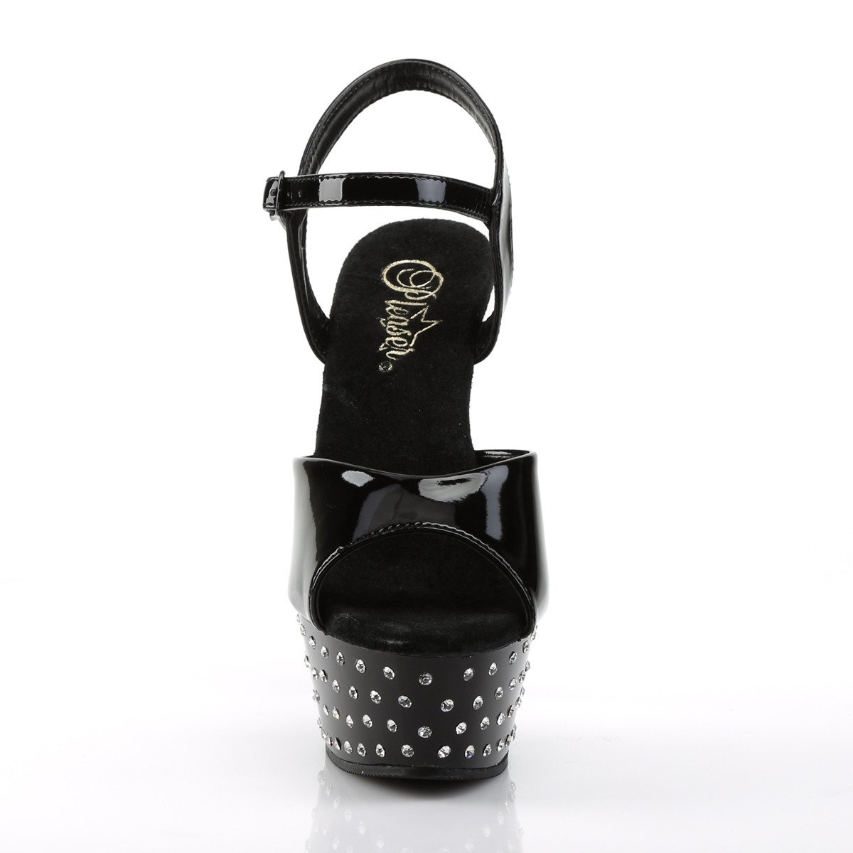 Pleaser Stardust-609 B/M - Shiny Black Platform High-Heel Sandals