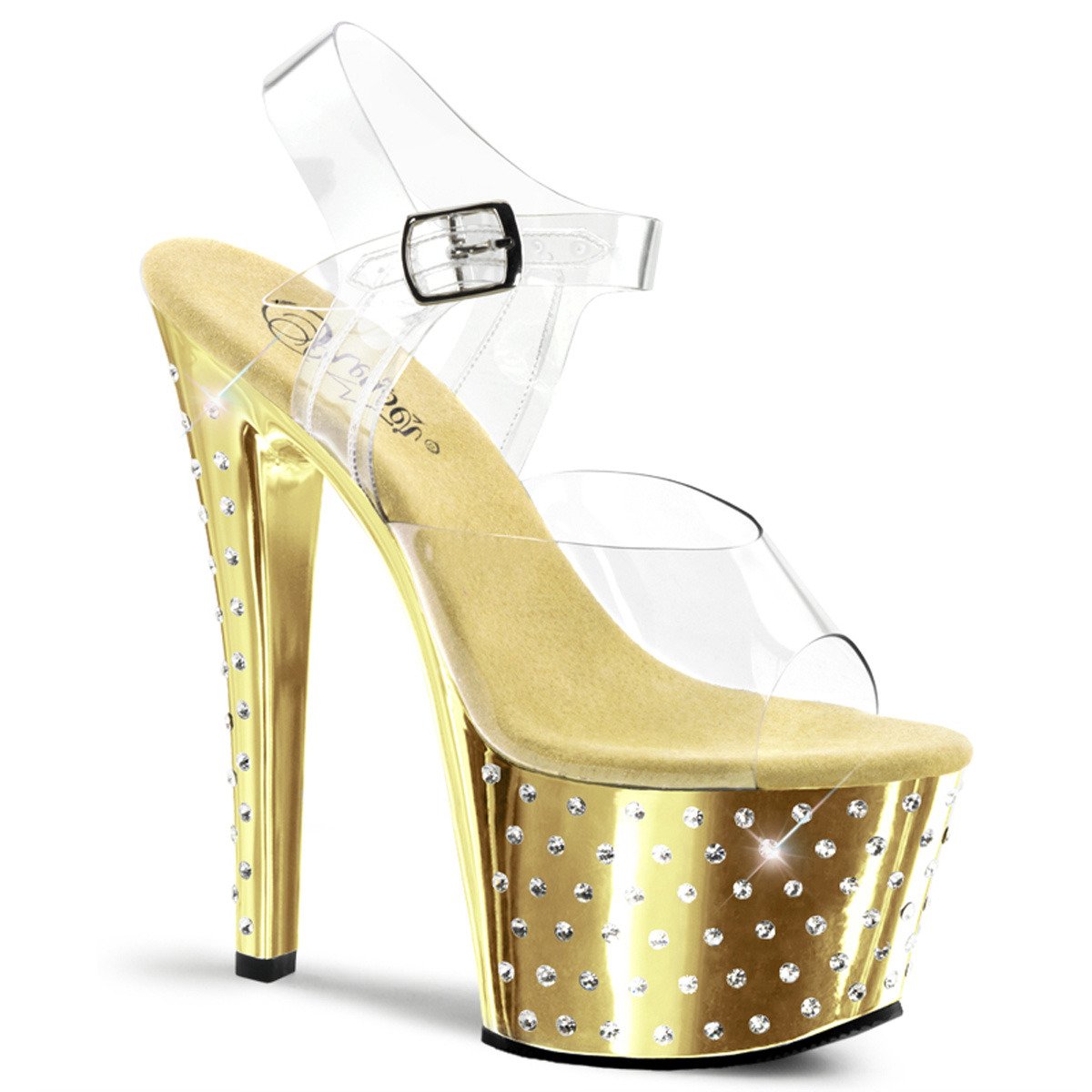 Pleaser Stardust-708 C/GCH - Clear High-Platform Sandals