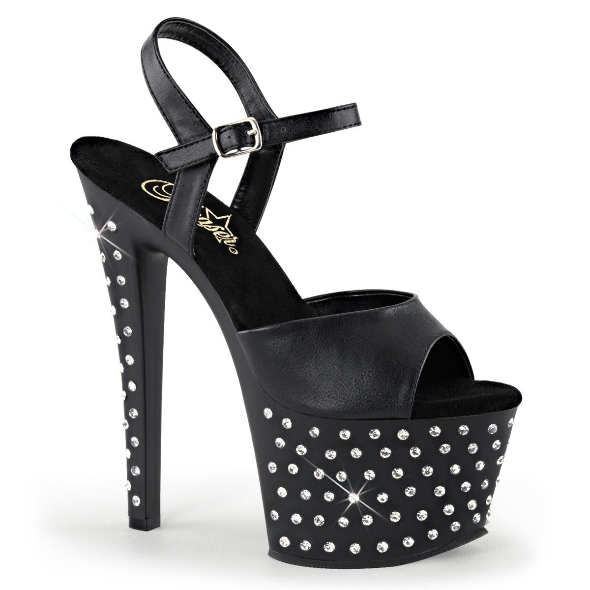 Pleaser Stardust-709 BPU/M - Black High-Platform Sandals