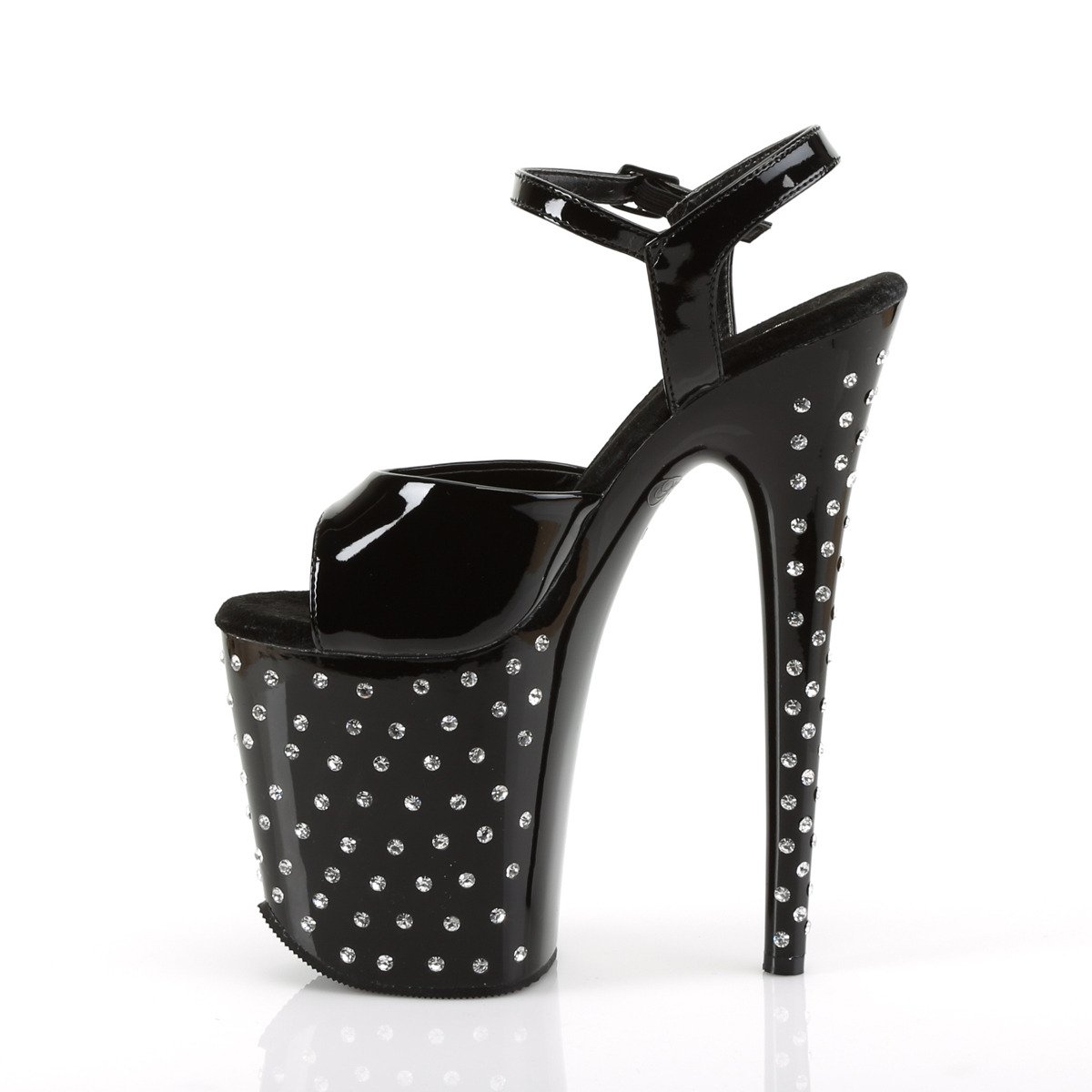 Pleaser Stardust-809 B/M - Shiny Black High-Platform Sandals