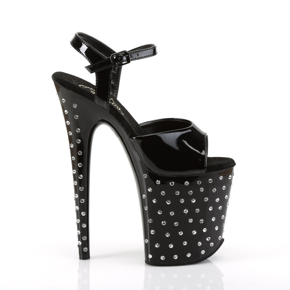 Pleaser Stardust-809 B/M - Shiny Black High-Platform Sandals