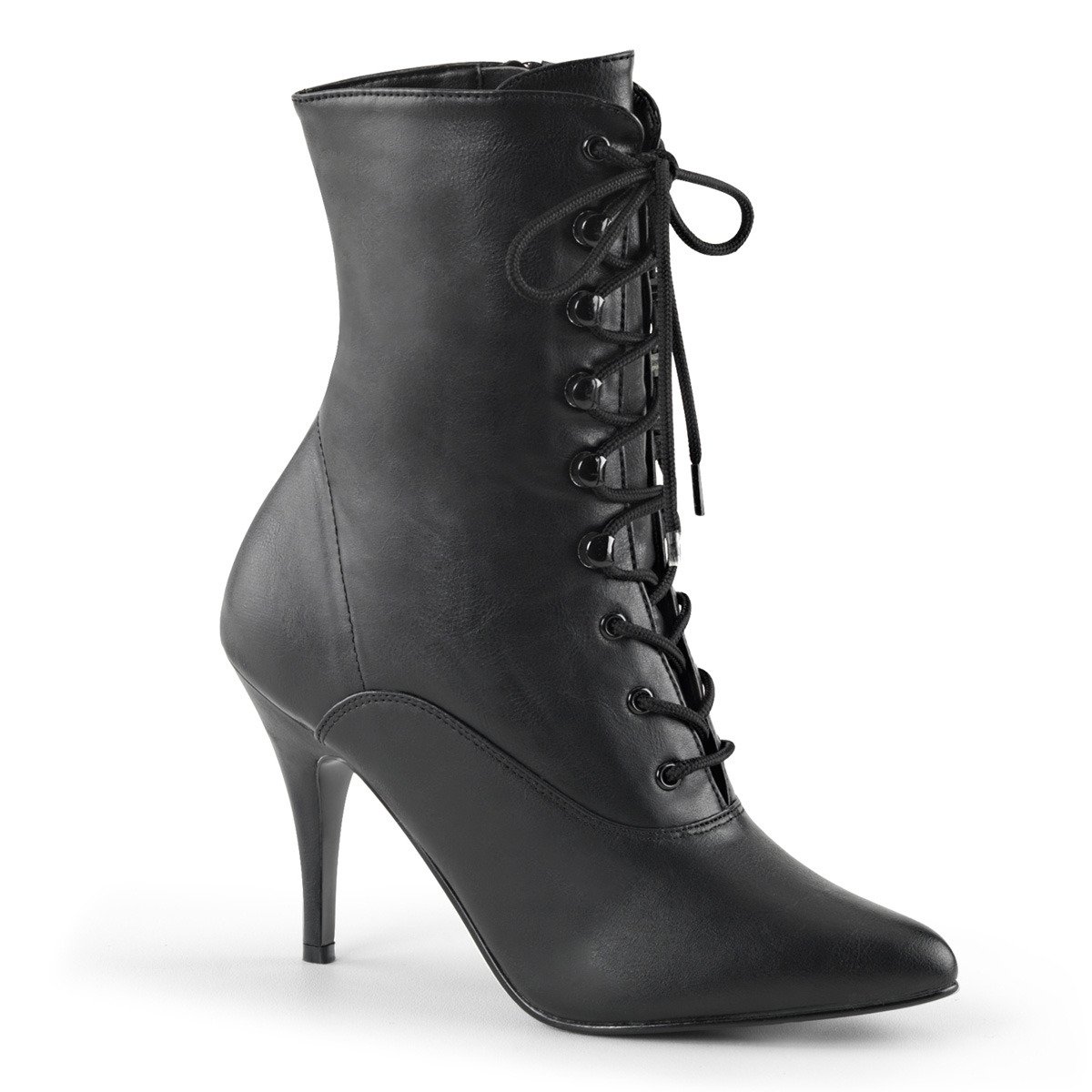 Pleaser Vanity-1020 BPU - Black High-Heel Single Sole Ankle Boots