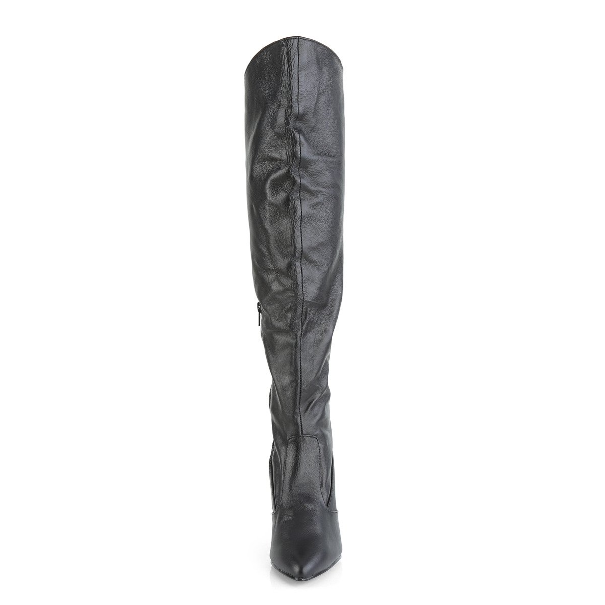 Pleaser Vanity-2013 B/LE - Black Leather High-Heel Knee High Single Sole Boots