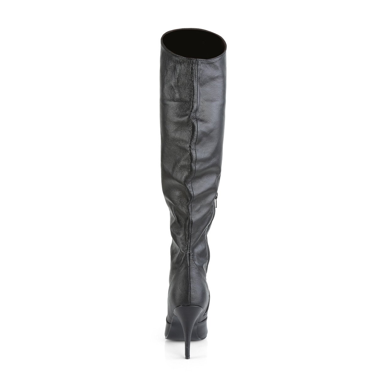 Pleaser Vanity-2013 B/LE - Black Leather High-Heel Knee High Single Sole Boots