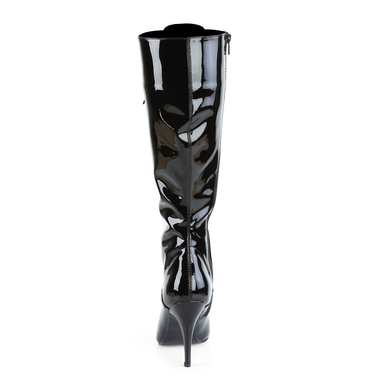 Pleaser Vanity-2020 B - Shiny Black High-Heel Knee High Single Sole Boots