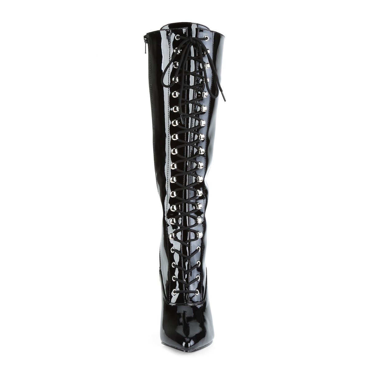 Pleaser Vanity-2020 B - Shiny Black High-Heel Knee High Single Sole Boots