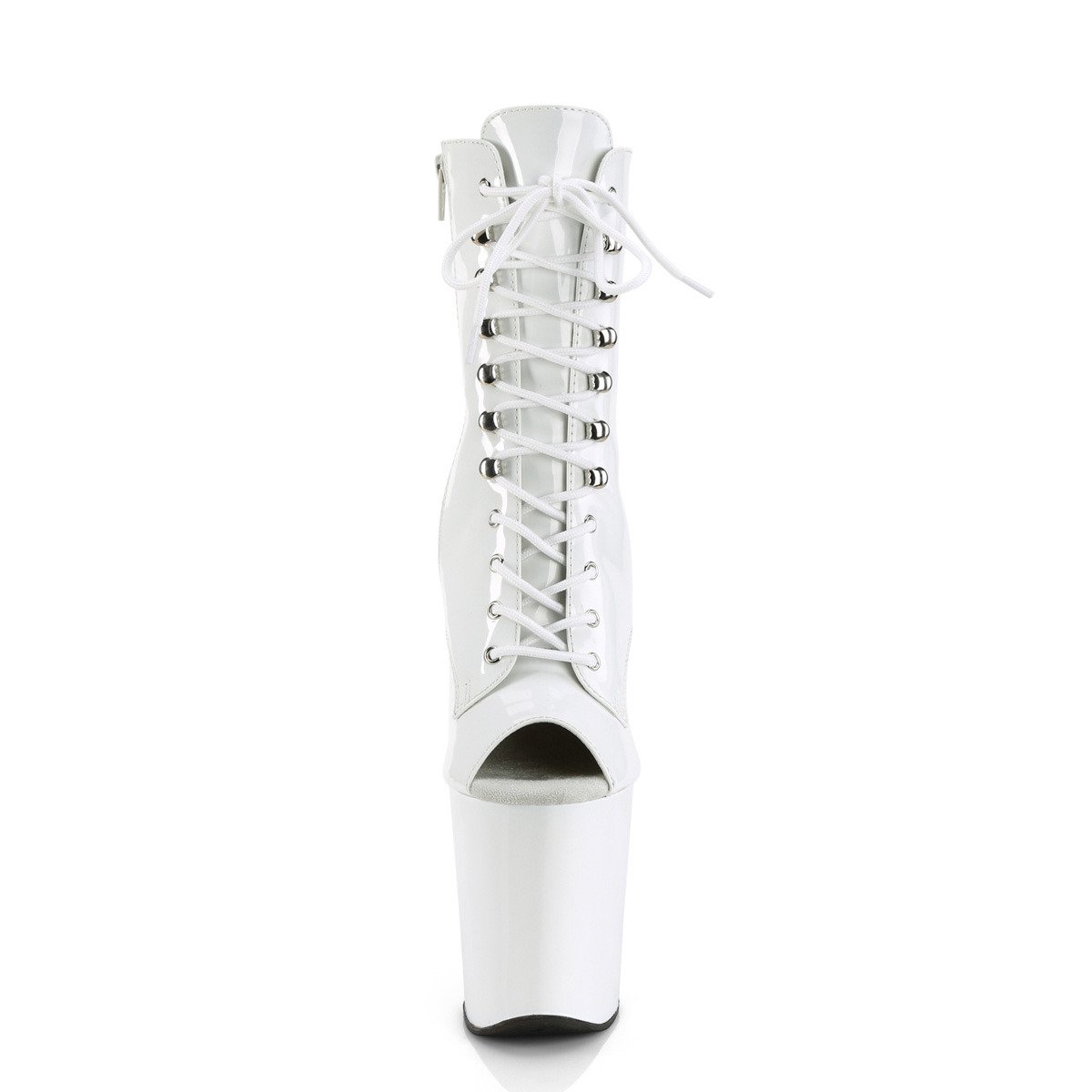 Pleaser Xtreme-1021 W/M - Shiny White High-Platform Peep Toe Boots
