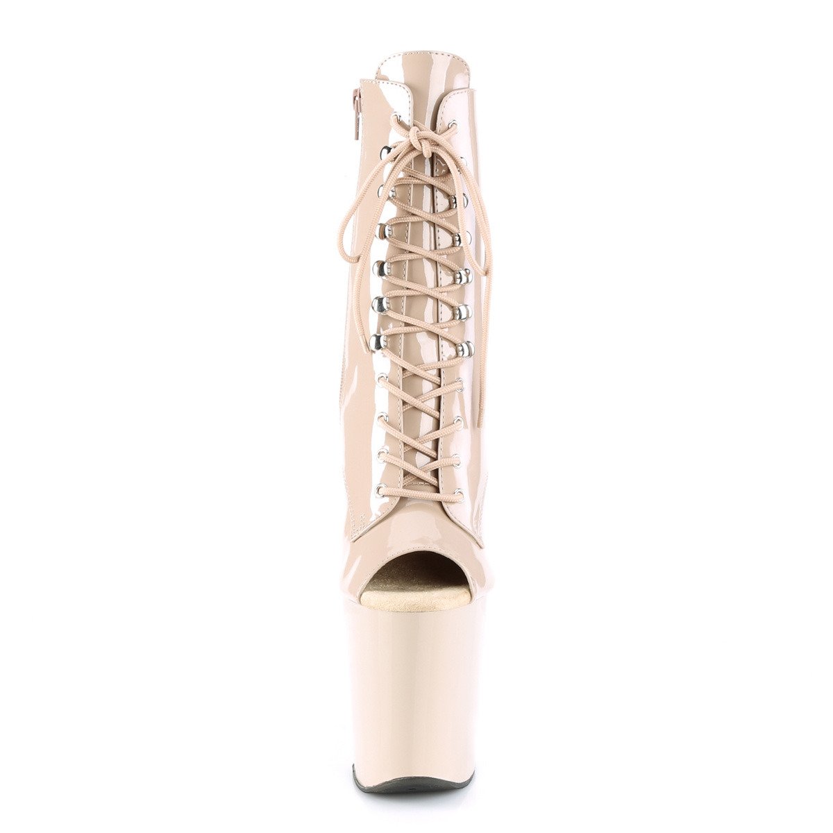 Pleaser Xtreme-1021 ND/M - Shiny Beige High-Platform Peep Toe Boots
