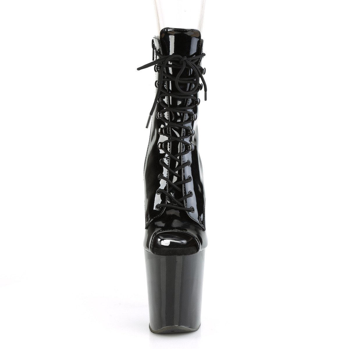 Pleaser Xtreme-1021 B/M - Shiny Black High-Platform Peep Toe Boots