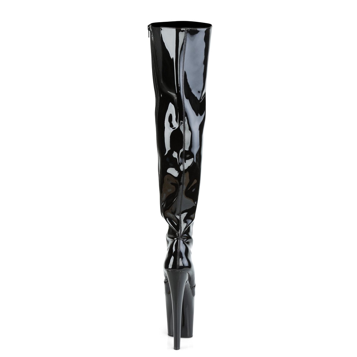 Pleaser Xtreme-3010 B/M - Shiny Black High-Platform Thigh High Boots