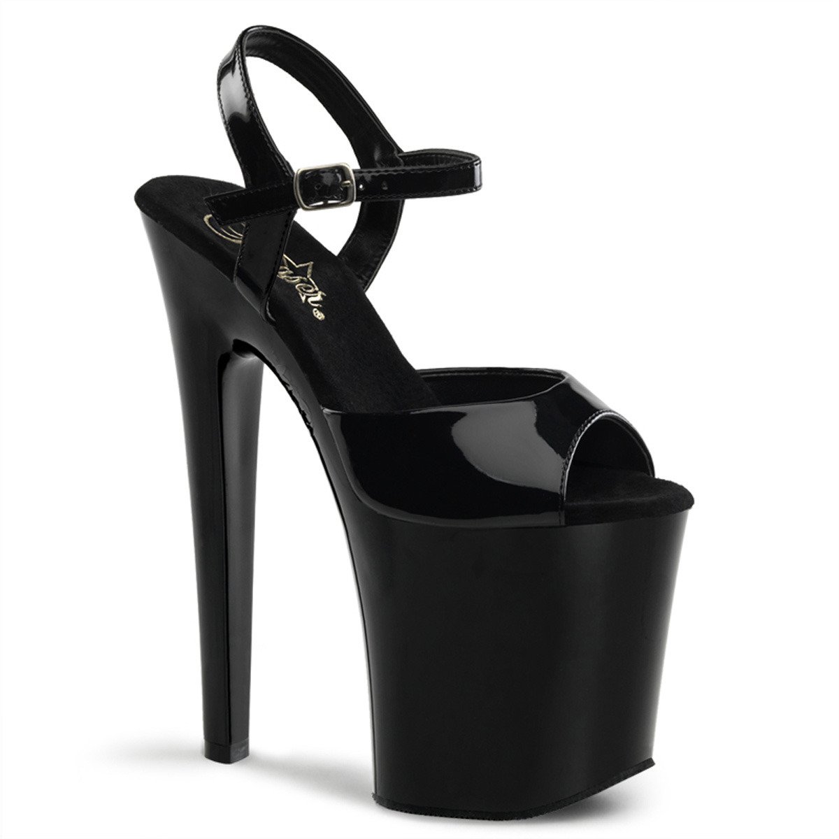 Pleaser Xtreme-809 B/M - Shiny Black High-Platform Sandals