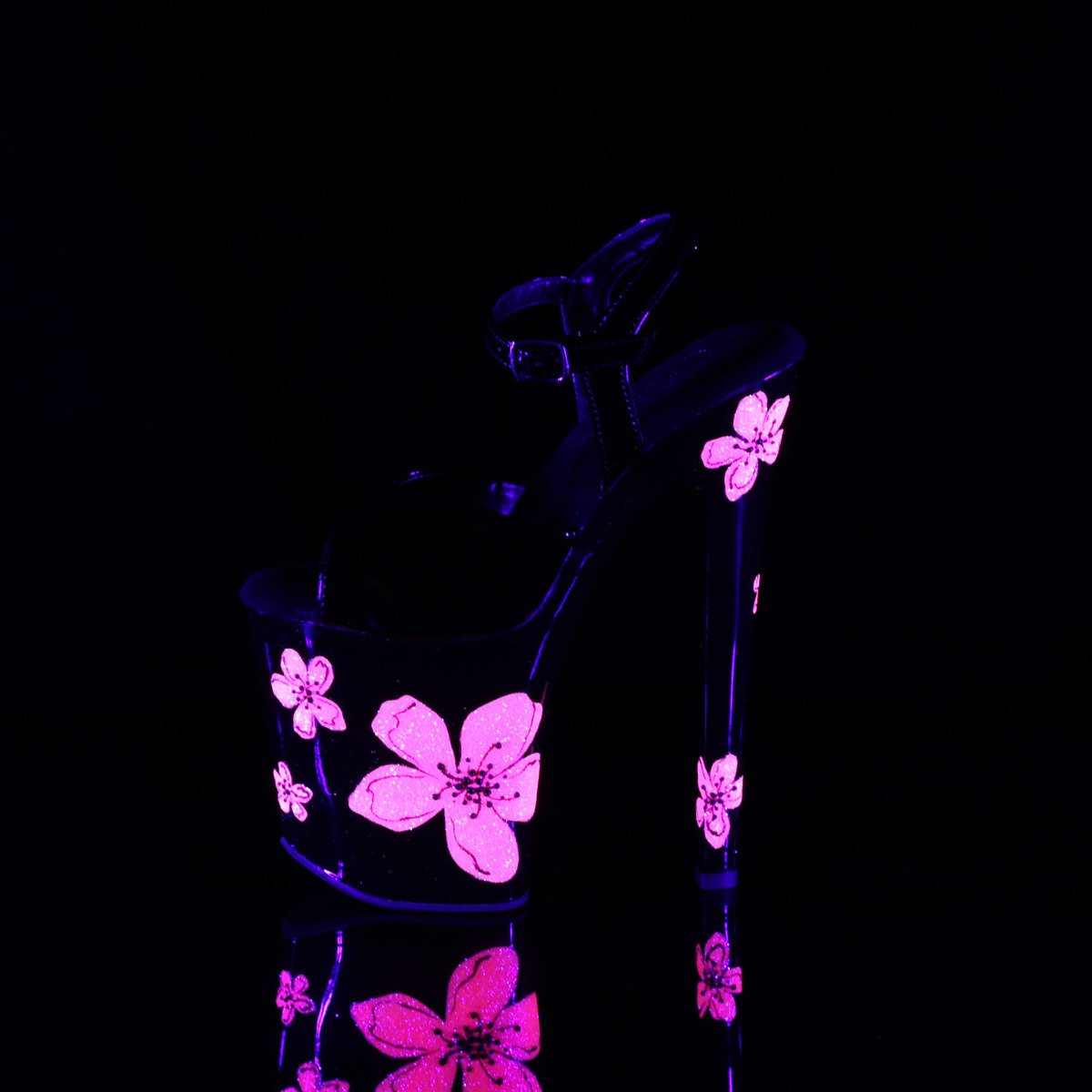 Pleaser Xtreme-809HB B/B-NPNK - Shiny Black High-Platform Sandals