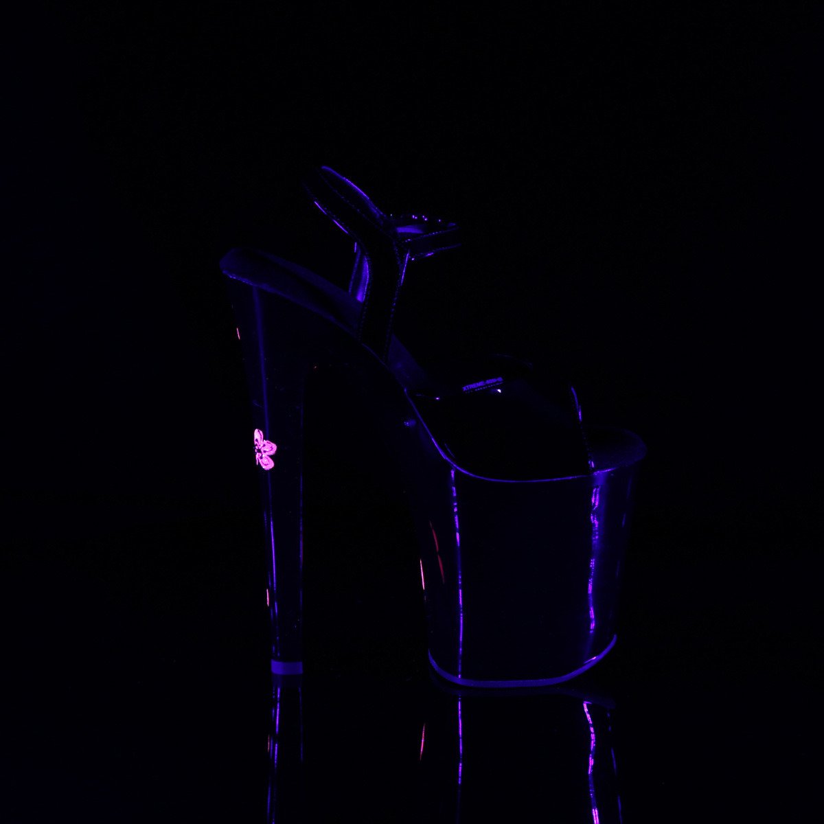 Pleaser Xtreme-809HB B/B-NPNK - Shiny Black High-Platform Sandals