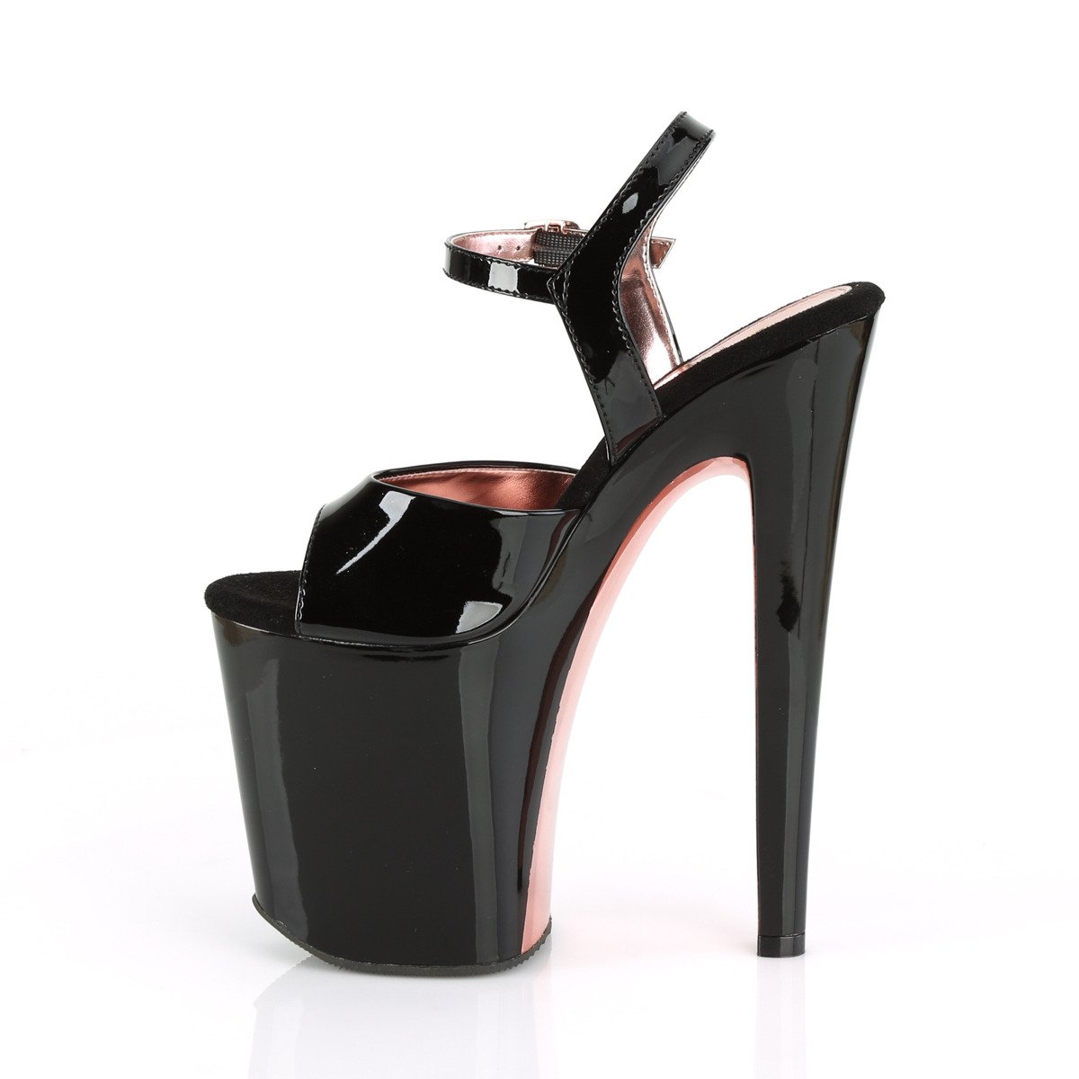 Pleaser Xtreme-809TT B/B-ROGCH - Shiny Black High-Platform Sandals