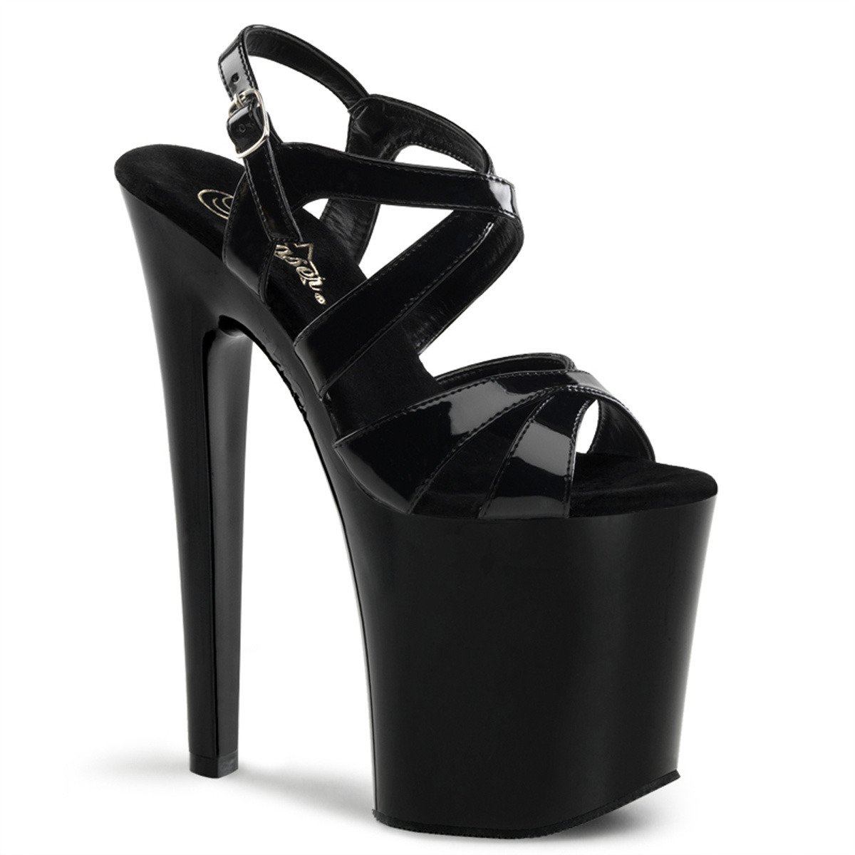 Pleaser Xtreme-872 B/M - Shiny Black High-Platform Sandals