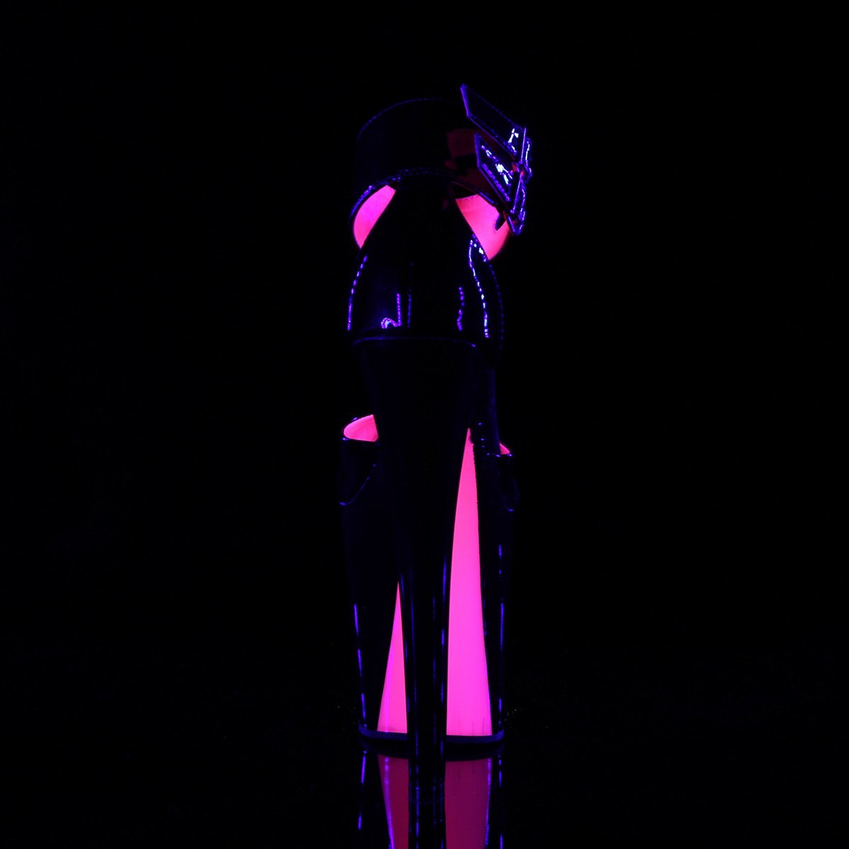 Pleaser Xtreme-875TT B/B-NHP - Shiny Black High-Platform Ankle Strap Heels