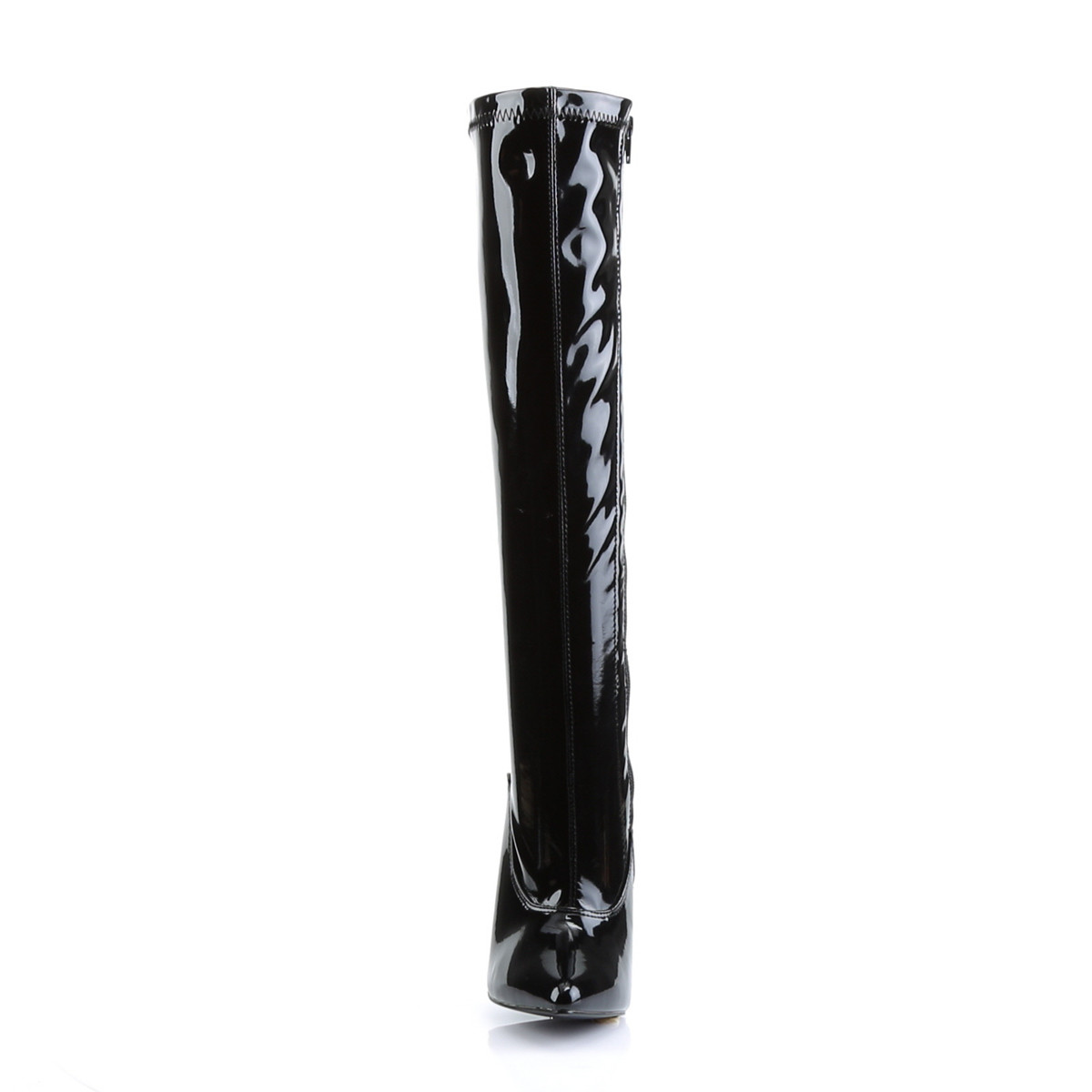 Devious Dagger-2064 B - Shiny Black High-Heel Knee High Single Sole Boots
