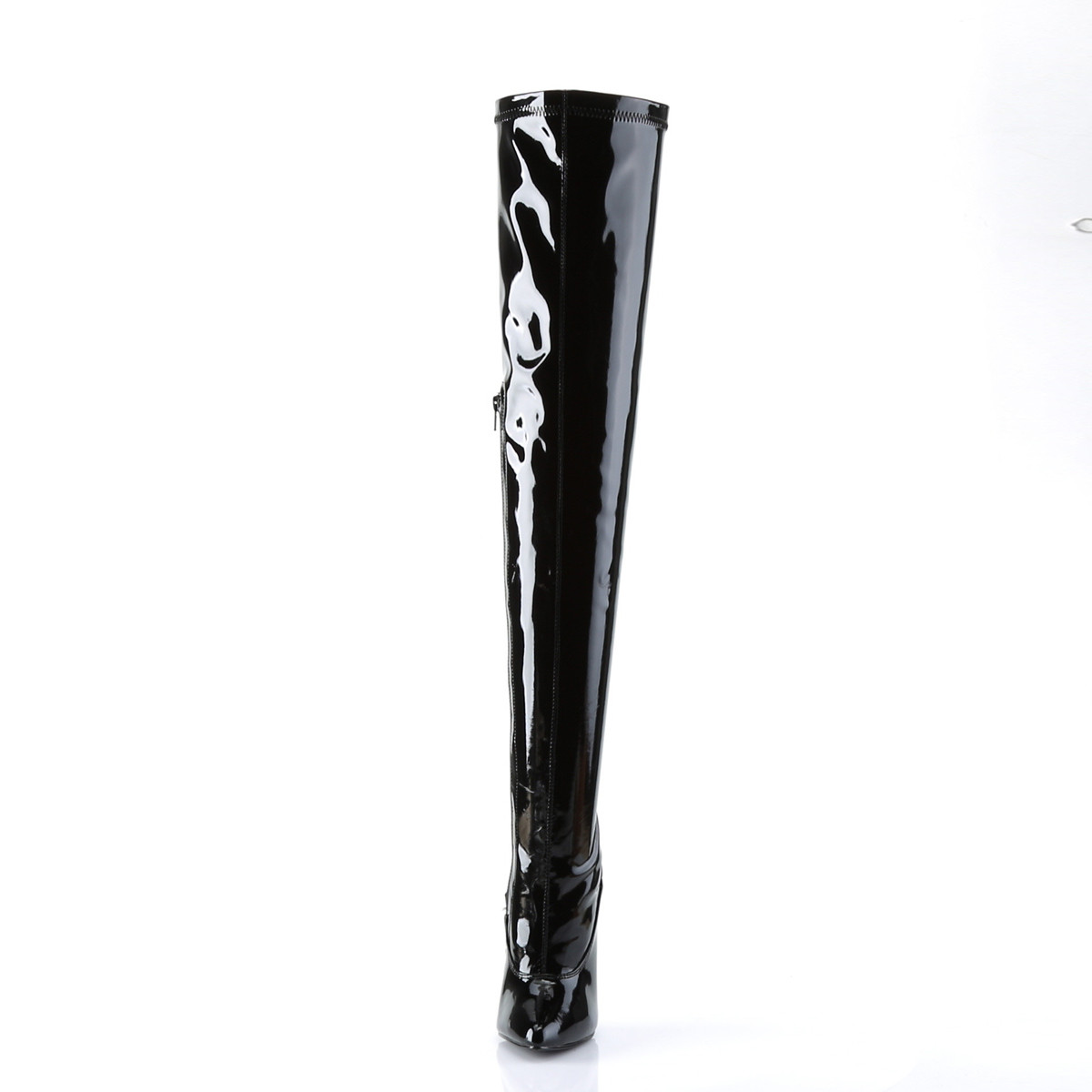 Devious Dagger-3063 B - Shiny Black High-Heel Single Sole Thigh High Boots