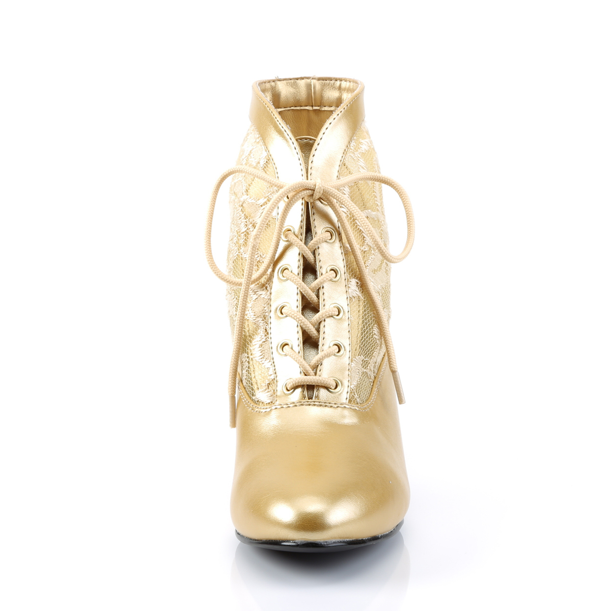 Funtasma Dame-05 G/PU - Gold Chunky-Heel Victorian Shoes