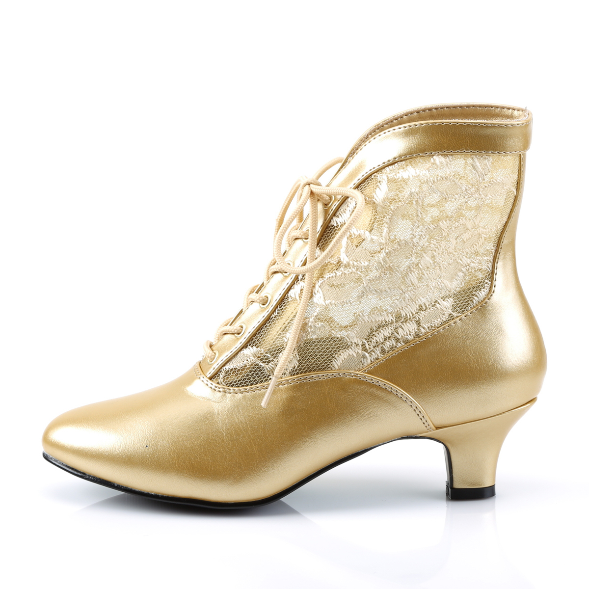 Funtasma Dame-05 G/PU - Gold Chunky-Heel Victorian Shoes