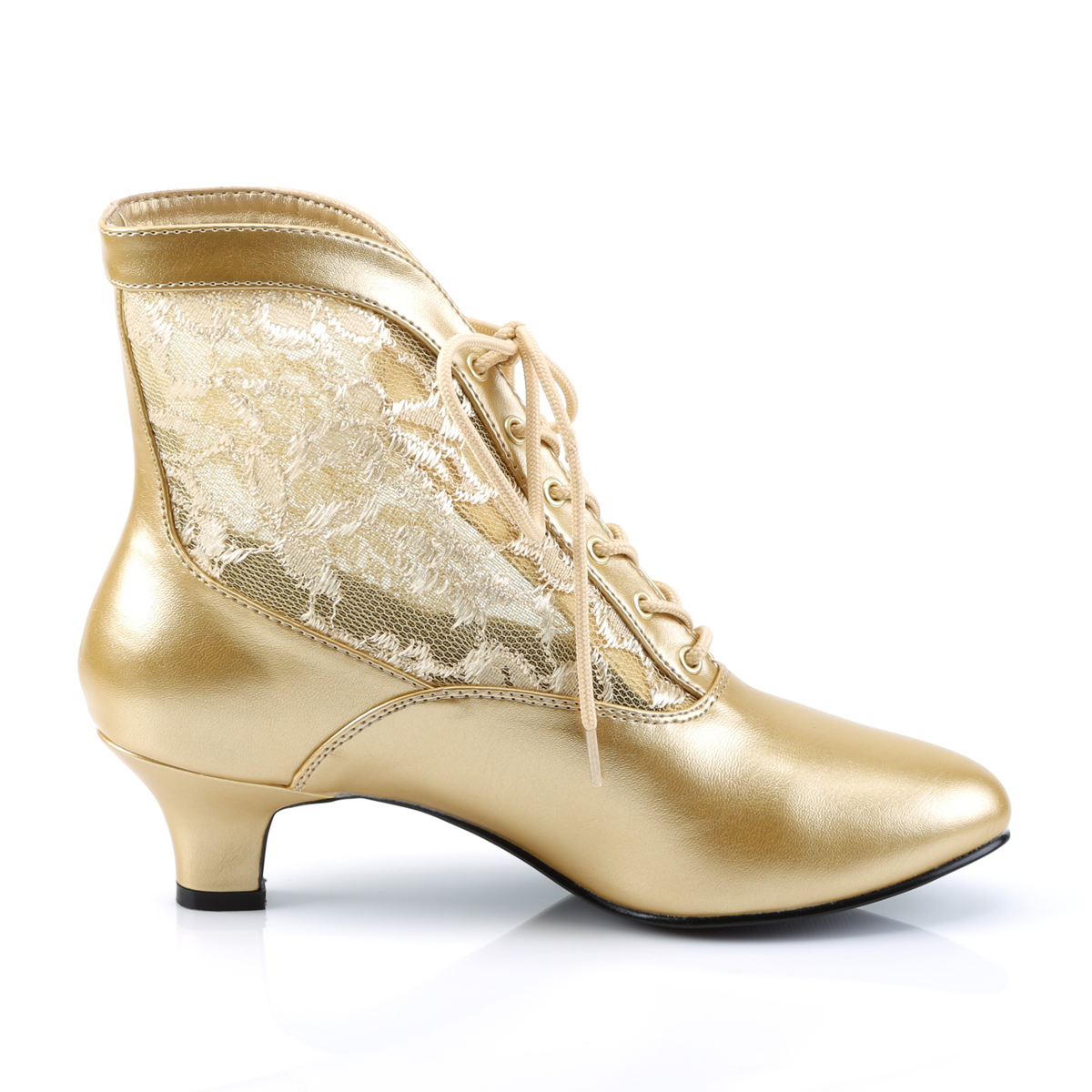 Funtasma Dame-05 G/PU - Gold Chunky-Heel Victorian Shoes