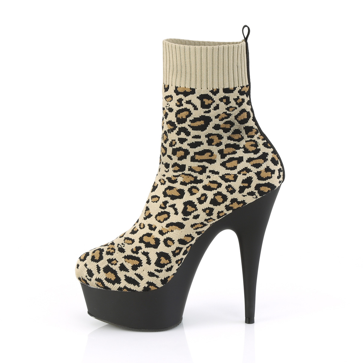 Pleaser Delight-1002LP TLPFA/B - Beige Platform High-Heel Ankle Boots