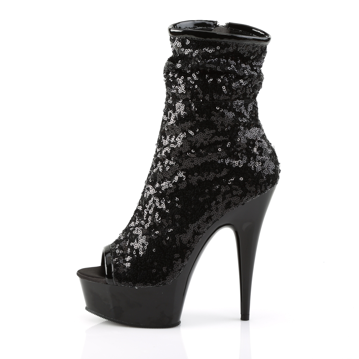 Pleaser Delight-1008SQ B/M - Black Platform High-Heel Ankle Boots