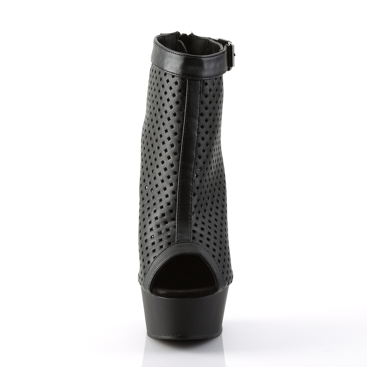 Pleaser Delight-1011 BPU/M - Black Platform High-Heel Peep Toe Boots