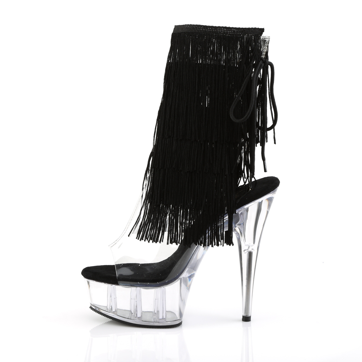 Pleaser Delight-1017TF C-B/C - Clear Platform High-Heel Peep Toe Boots