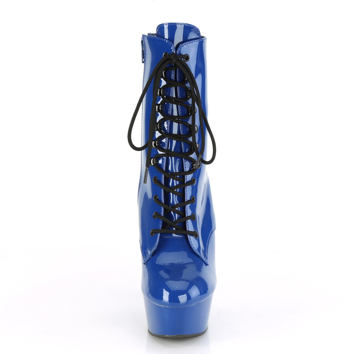 Pleaser Delight-1020 RYBL/M - Shiny Blue Platform High-Heel Ankle Boots