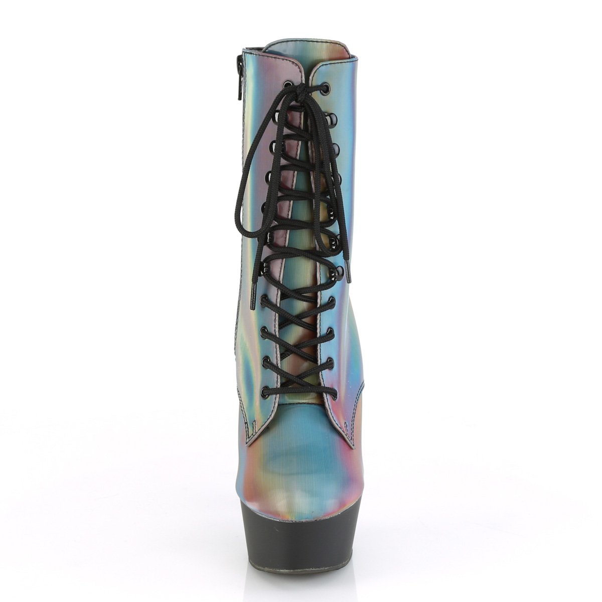 Pleaser Delight-1020REFL RBOW/B - Multicolour Platform High-Heel Ankle Boots